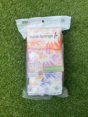 Floral Heavy-Duty Scrub Sponges - Multicolor (9 Pack)